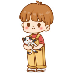 Boy with kitten 