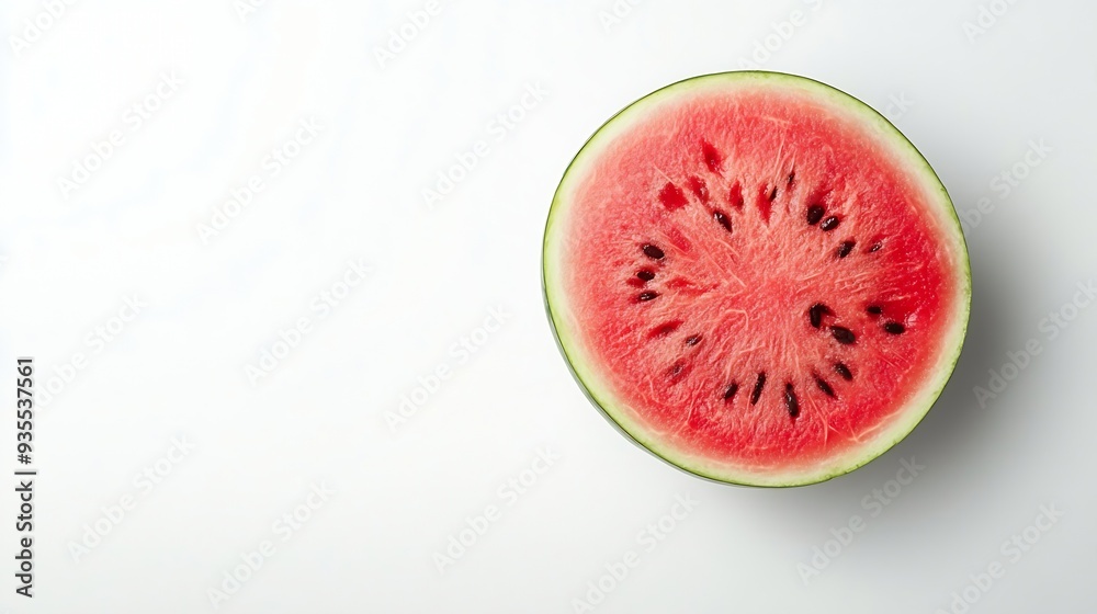 Poster red seedless watermelon isolated on white background top view flat lay : generative ai