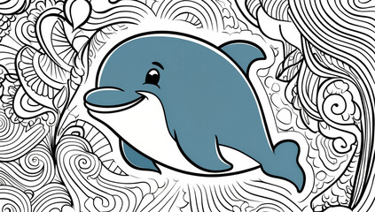 Obraz premium Coloring page, dolphin design