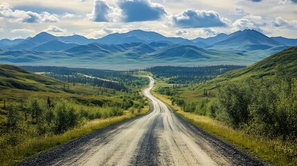 Naklejka premium The beautiful landscape of the dempster highway during the yukon summer yukon canada : Generative AI