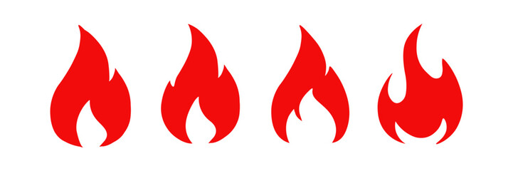 A vibrant collection of four unique flame icons, ideal for various creative projects and digital media
