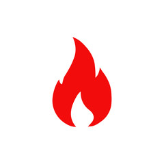A striking and vibrant red flame icon that symbolizes energy, passion, and heat in various creative design elements