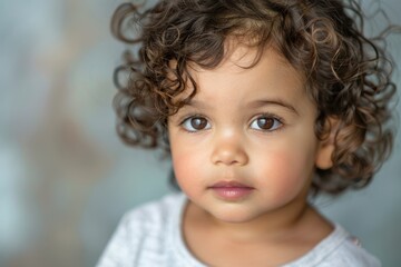 Fototapeta premium Portrait of a Young Girl with Curly Brown Hair