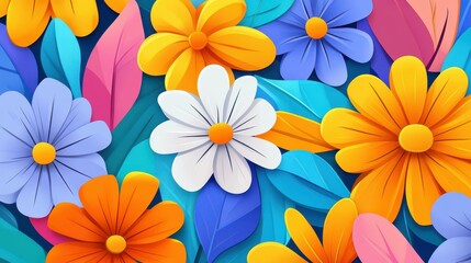 Vibrant modern art illustration showcasing bold flowers and stunning textures, perfect for decor lovers and art aficionados.