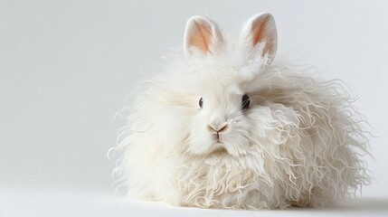 Angora rabbit on the white background