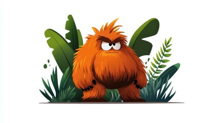 Discover the playful allure of a bigfootinspired character brought to life through vibrant flat design and style.