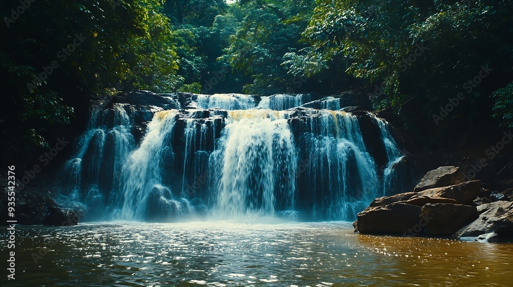 Poster the waterfall named pha takien waterfall in pang sida national park is a popular destination for its