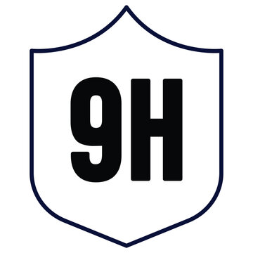 9H Durability Icon Design. Represents High Hardness, 9H Hardness, Extreme Durability, Scratch Resistance. Vector icon.