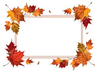 Blank autumn invitation card thanksgiving background. Flat layout fall design autumn leaves border frame. Flat fall leaves invitation design leaves template autumn greeting card transparent background