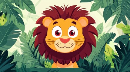 Fototapeta premium Discover a stunning lion head illustration mixed with vibrant greens, exemplifying modern artistic flair and texture depth.