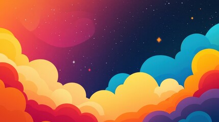 Explore a vibrant nebula illustration, bursting with colors and textures that capture the playful essence of the cosmos.