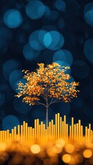 Abstract depiction of an economic policy tree with branches representing different economic outcomes, concept of decision analysis