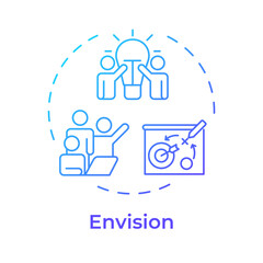 Envision blue gradient concept icon. Project vision, goal. Business planning, workflow. Round shape line illustration. Abstract idea. Graphic design. Easy to use in infographic, presentation