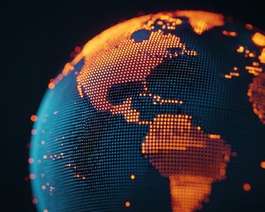 Close-up of a digital globe with economic policy impacts rippling across continents, concept of global economic integration