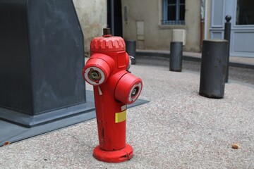 Red fire hydrant in France
