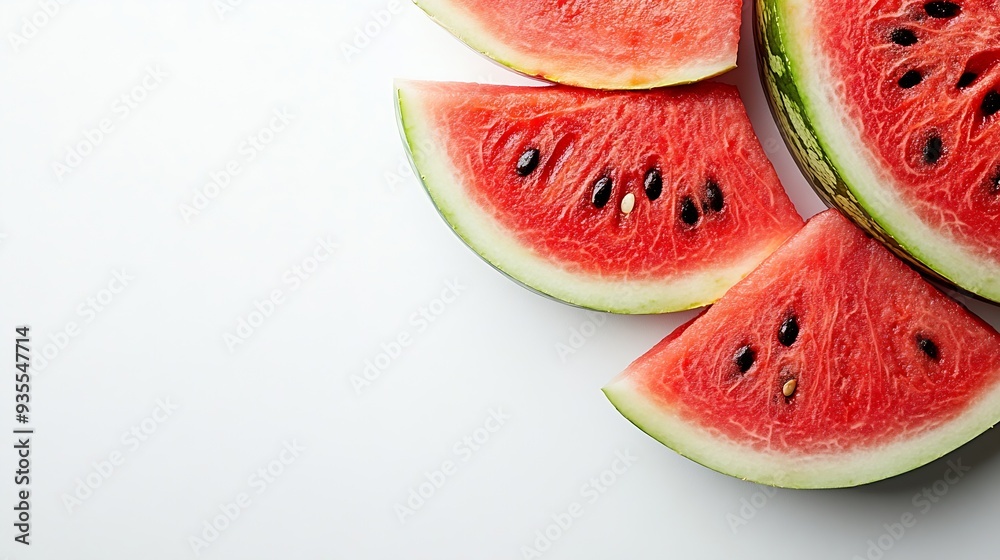 Poster slice of watermelon on white background : generative ai
