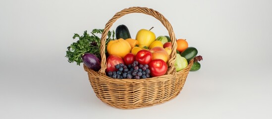 Wicker Basket Overflowing with Fresh Produce