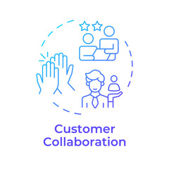 Customer collaboration blue gradient concept icon. Consumer service, rating. Agile planning. Round shape line illustration. Abstract idea. Graphic design. Easy to use in infographic, presentation