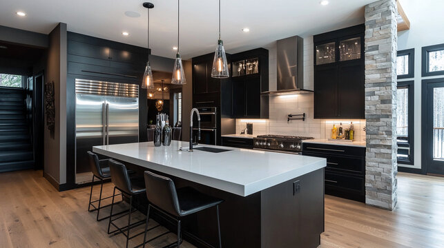 Contemporary kitchen with a bold color scheme