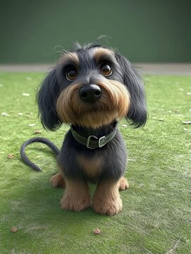 Una caricatura de un perro de raza teckel de pelo duro