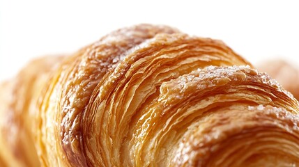 One croissant closeup isolated on white background : Generative AI