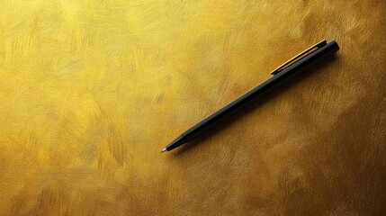 Golden background with a single black pen, placed diagonally and casting a subtle shadow