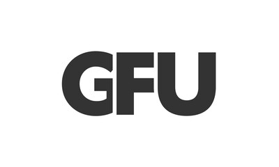 GFU logo design template with strong and modern bold text. Initial based vector logotype featuring simple and minimal typography. Trendy company identity.