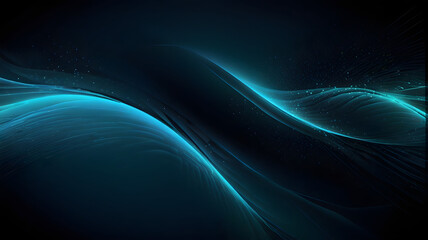 Abstract Digital Artwork with Smooth Blue and Black Gradient Waves