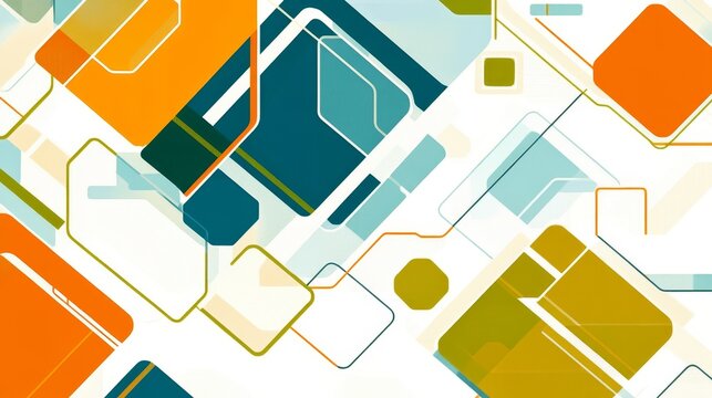 Abstract Geometric Pattern with Orange, Teal, and Yellow Shapes, abstract art , geometric , pattern , shapes