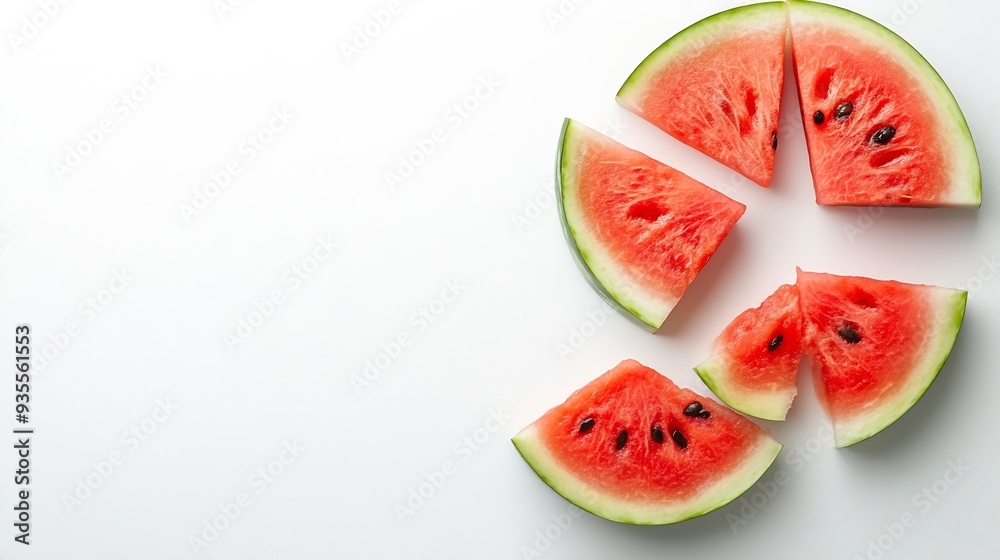 Poster sliced of watermelon isolated on white background : generative ai