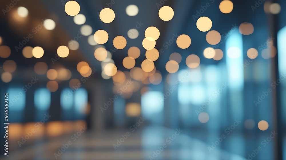 Leinwandbilder Blurred empty open space office Abstract light bokeh at office interior background : Generative AI