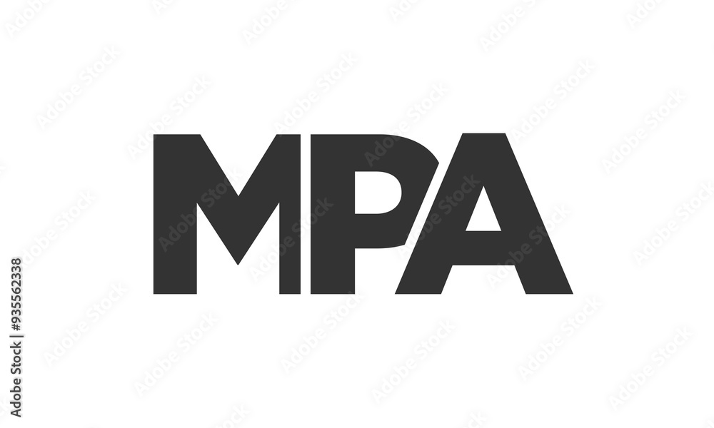 Poster MPA logo design template with strong and modern bold text. Initial based vector logotype featuring simple and minimal typography. Trendy company identity.