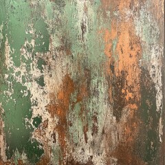 Abstract Peeling Paint Texture, Green, Orange, White, Rustic, Background, Vintage