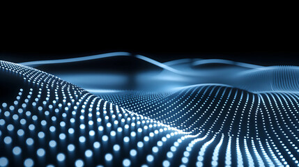 Abstract  dots flow particles light with dark bacground.Big data ,data analytic,AI,Artifical Intelligence concept. hi-technology banner