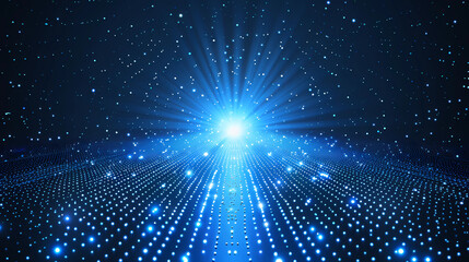 Fototapeta premium Abstract dot light on dark blue background.Particle Technology Background.Big data concept.