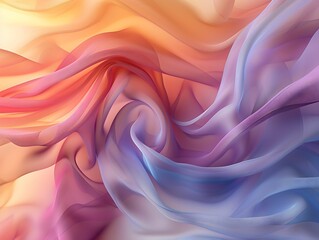 Obraz premium Elegant swirls of colorful fabric create a dreamy abstract pattern in warm hues of orange, pink, and purple during afternoon light
