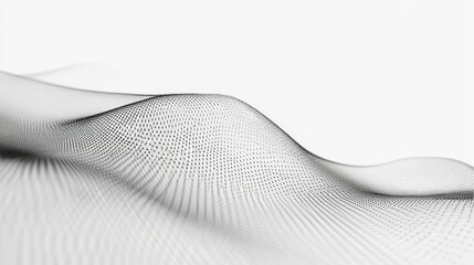 Fototapeta premium Abstract Wavy Grid, Digital Art, Minimalist, Network, White Background