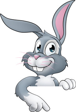 recommend clip art: Easter Bunny Rabbit Cartoon Character Peeking Sign