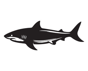Shark vector silhouettes, sharks in silhouette vector set or silhouette of fishes,