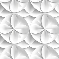 Abstract White Curving Shapes, Seamless Pattern, Digital Art, 3D Illustration, Geometric , Pattern, Texture