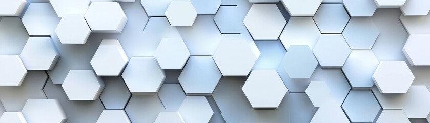 Abstract White Hexagon Pattern, 3D Rendering, Geometric, Minimalist, Modern, Architecture , Design