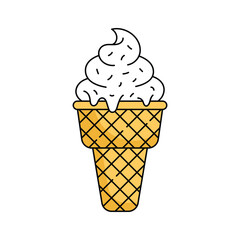 A sweet ice cream cone, perfect for dessert, summer, or snack