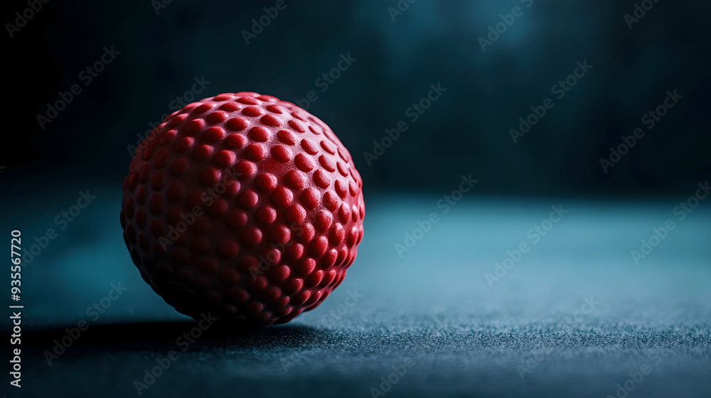 Wall mural Field hockey ball with dimpled surface on dark background