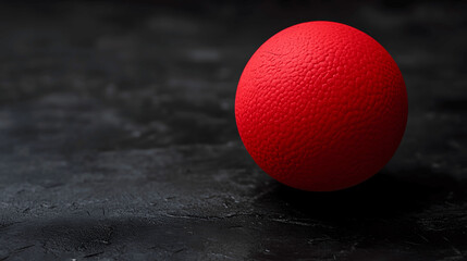Dodgeball with visible textured rubber surface on dark background
