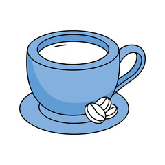 A simple cup of coffee with beans, coffee cup vector