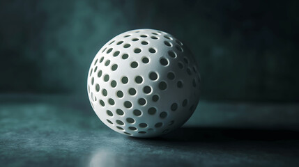 Wiffle ball with perforated design and lightweight structure, isolated on dark background