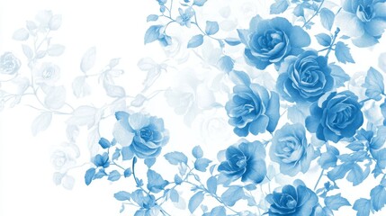 Blue Rose Floral Pattern, Pastel, Soft, Background, Vintage