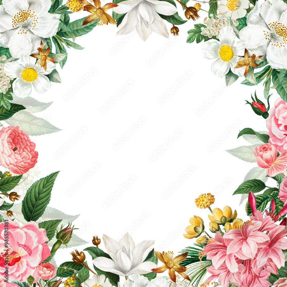 Sticker botanical frame design transparent png