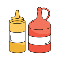 Ketchup and mustard bottles, sauce container vector design