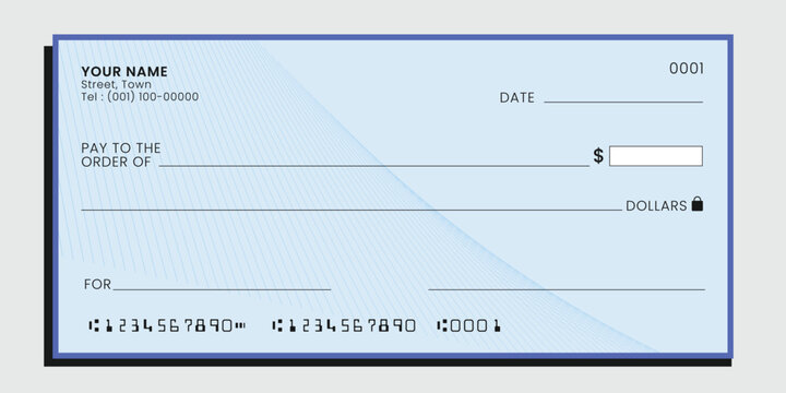 Blank cheque book. Payment by cheque concept. Vector